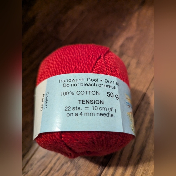 Vintage Patons Cotton Perle red yarn 100% Mercerized cotton 50g x4 - Picture 5 of 8